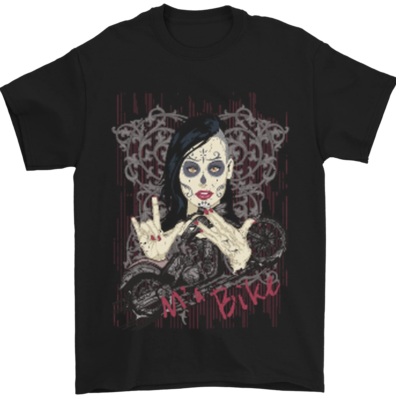 Ma Bike Skull Biker DotD Sugar Motorcycle Mens T-Shirt 100% Cotton