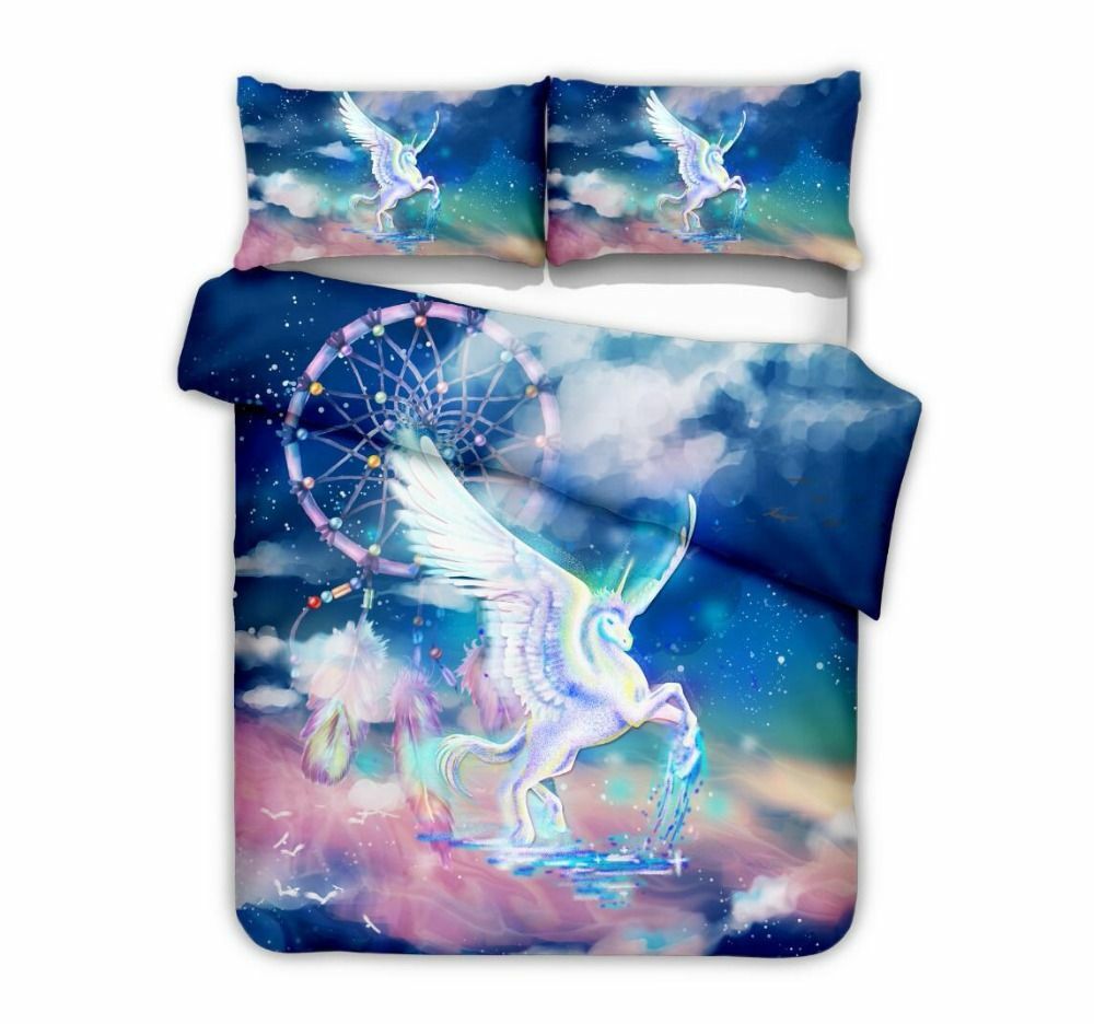 Digital Printed Unicorn 2PC/3PC Bed Linens Single Twin Queen King Size Cover Tania, oryginalna gwarancja