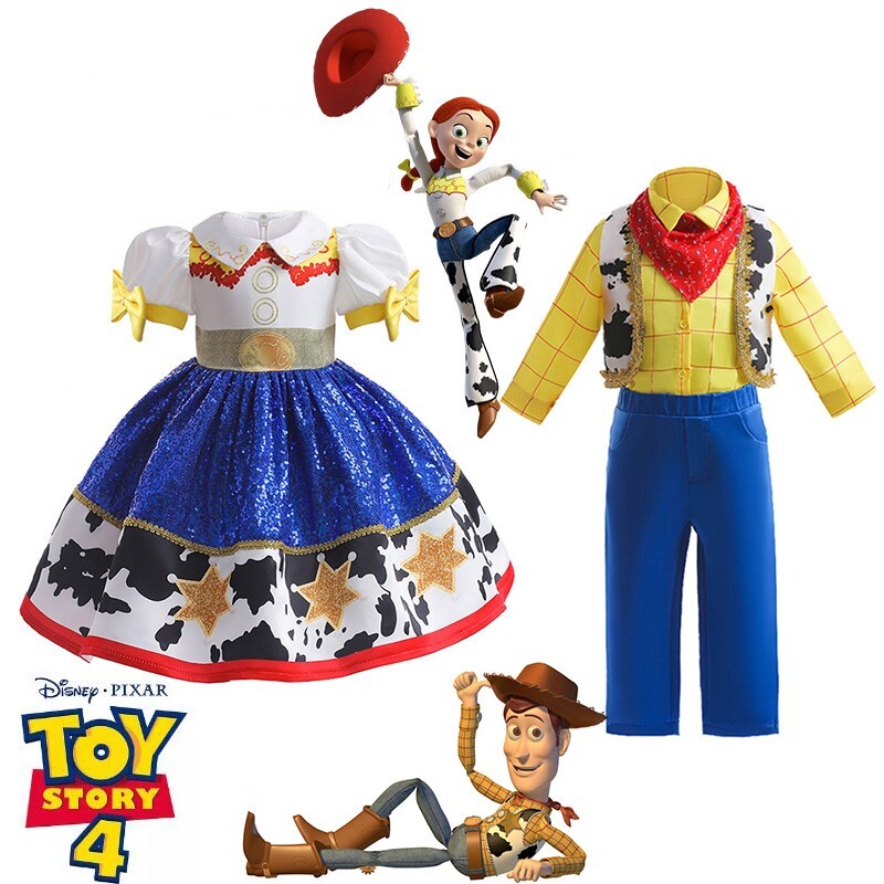 Toy Story Jessie Woody Disfraz Juegos con disfraces Niños Niñas Mangas Abullonadas Tutú Vestido Vaquero