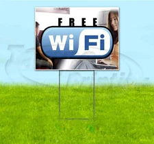 FREE WIFI 18x24 Yard Sign Corrugated Plastic Bandit Lawn Business USA SERVICE