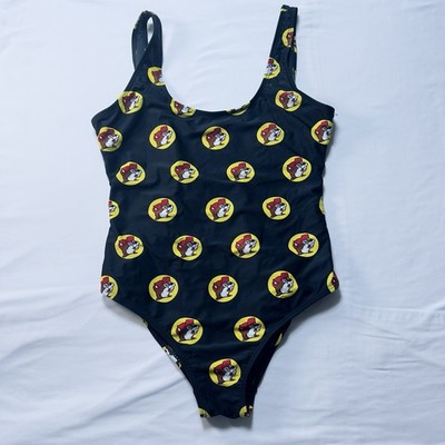 Buc-ee's Women's Small Black Logo Print One Piece Swimsuit Bathing Suit Bucees