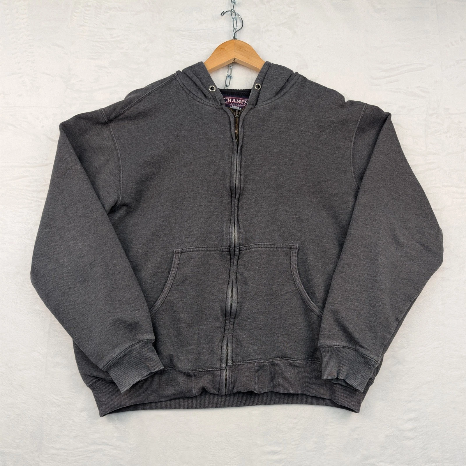 VTG Champs Sports Hoodie Mens XL Gray Blank Thermal Lined Zip Up Streetwear 90s
Opens in a new windo