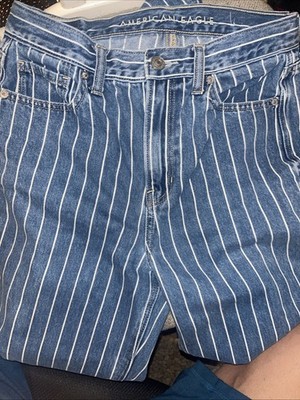 American Eagle Outfitters Mom Jeans Women Size 4R Inseam 27'' High-Rise Striped