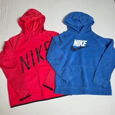 Nike Hoodie Bundle Boys M/L Red Blue Dri-FIT Pullover Sweatshirt 2pk
