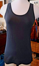 Hanro Sleeveless Tank 93 Cotton 7 Stretch Lightweight Black Camisole SMALL