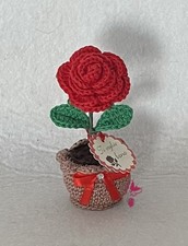 Rosa uncinetto, tag, bomboniera, battesimo, comunione, laurea, compleanno