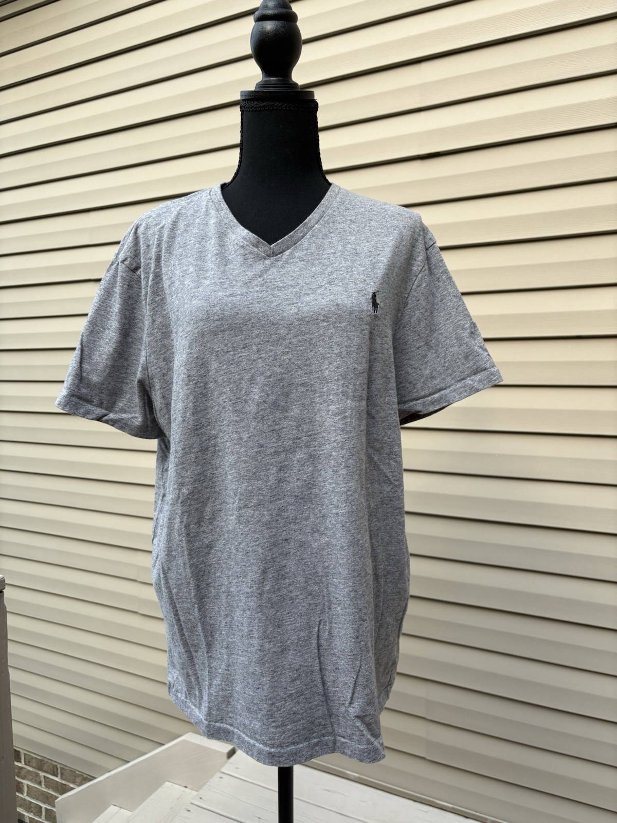 Polo Ralph Lauren Camicia Uomo XL Grigio Scollo V Personalizzata Slim Fit Manica Corta Bl Pony