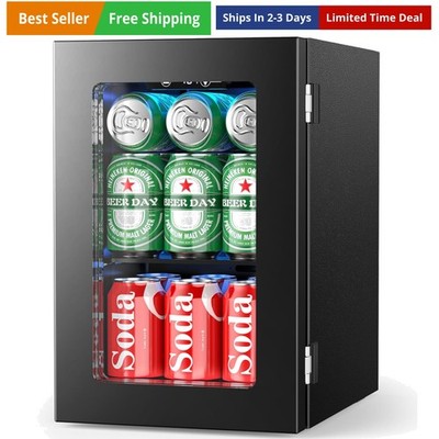 24 Cans Beverage Refrigerator Cooler, Mini Fridge Countertop Drink Cooler for...