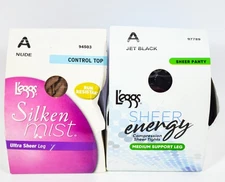 2 L'eggs Silken Mist/Sheer Energy Control Top Pantyhose Variety Size A (Small)