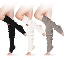 Long Leg Warmers for Women 24 Inch over The Knee One Size 3 Black, White, Gray