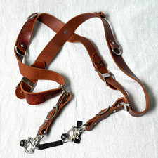 HoldFast Money Maker Dual Camera Harness Water Buffalo Leather Tan Small Strap