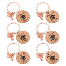 6Pcs Class of 2026 Graduation Keychain Gifts for College Seniors Rose Gold