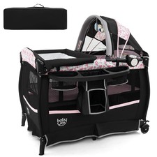 4 in 1 Portable Pack and Play Baby Nursery Center w/Bassinet Adjustable Canopy