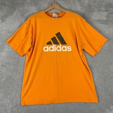 Vintage Adidas Shirt Mens Large Orange Y2K Big Logo Sportswear Streetwear Top