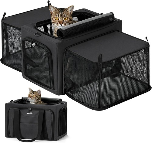 Transportbox Katze Erweiterbar Dunkelgrau für Kleine