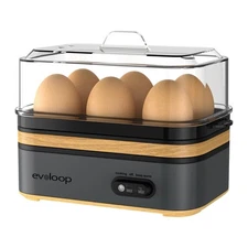 Evoloop Rapid Egg Cooker Electric 6 Eggs Capacity, Soft, Medium, Hard Boiled,...