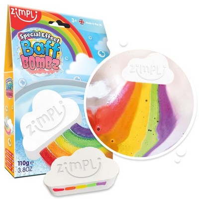 ZIMPLI - Large Cloud Rainbow Baff Bombz, Create a rainbow effect, fizzing,