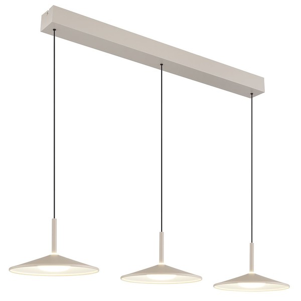 Led Pendelleuchte HäNgeleuchte Deckenleuchte Metall Sandfarben 3-Flammig L 95 Cm-image