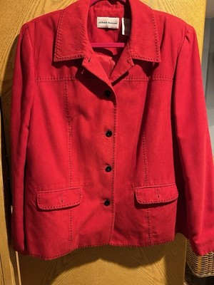 Alfred Dunner Red Jacket w Black Stitching & Buttons sz 14