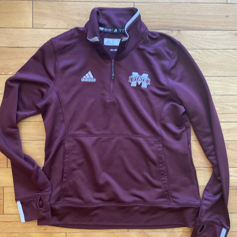 Camisa de golf para mujer Adidas Climalite Mississippi State 1/4 cremallera M suéter granate Foto 2 de 4