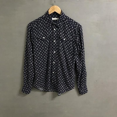 Men Sandro Paris Shirt Navy Viscose 36 / S / 44