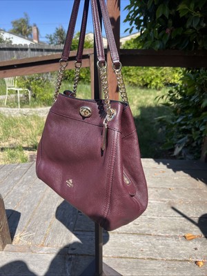 Coach 36855 Edie 31 Turnlock Oxblood Polished Pebbled Leather