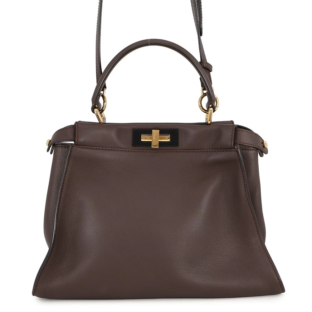 Fendi — FENDI Peekaboo Icy You Size Medium Leather Brown 8BN321