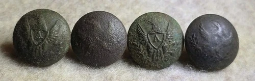 Civil War U.S. Eagle “A” Cuff Buttons – Lot of 4 – Scoville & Co Extra Backmarks