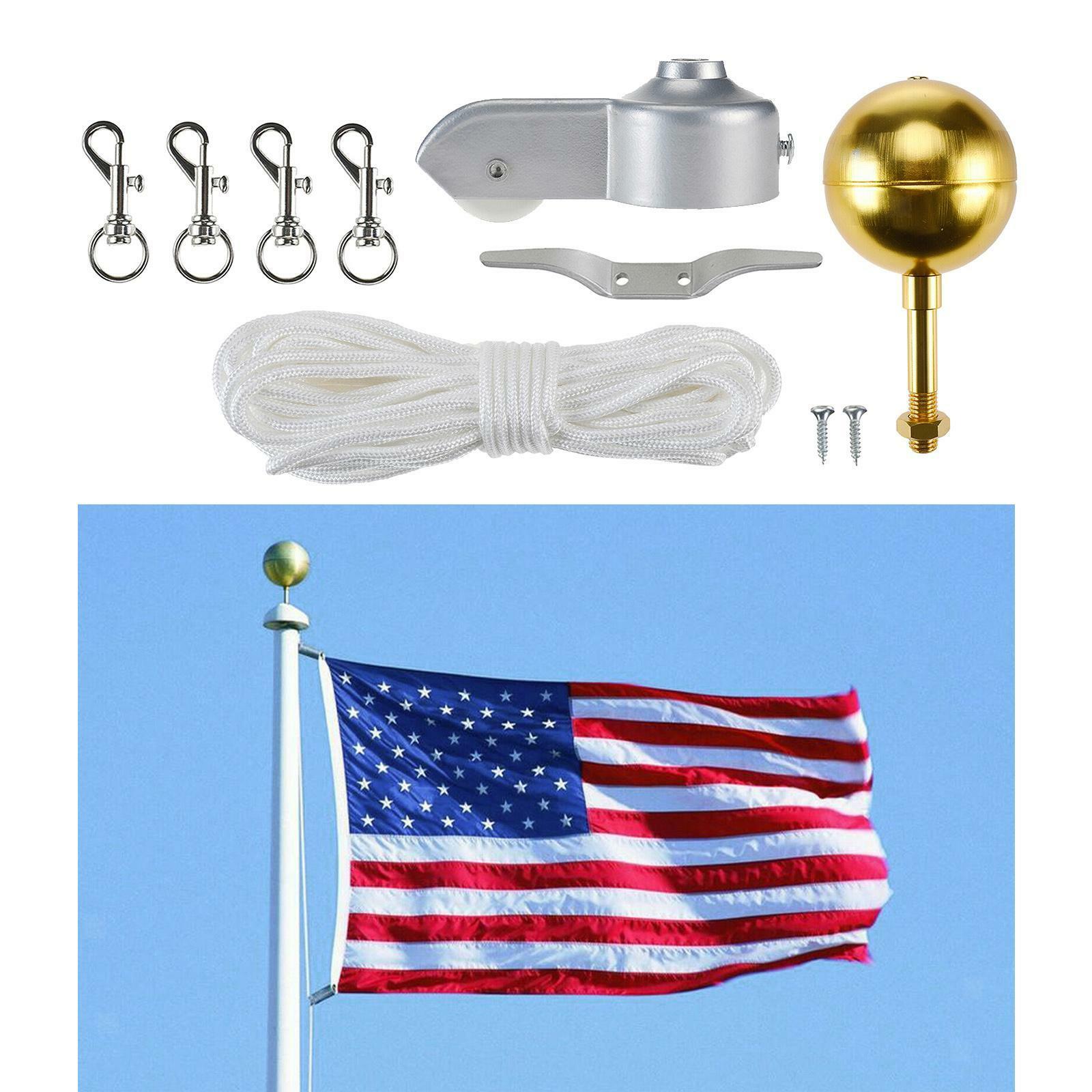 Outdoor Flag Pole Hardware Repair Kit 50 Ft Halyard Rope Garden Decoration eBay