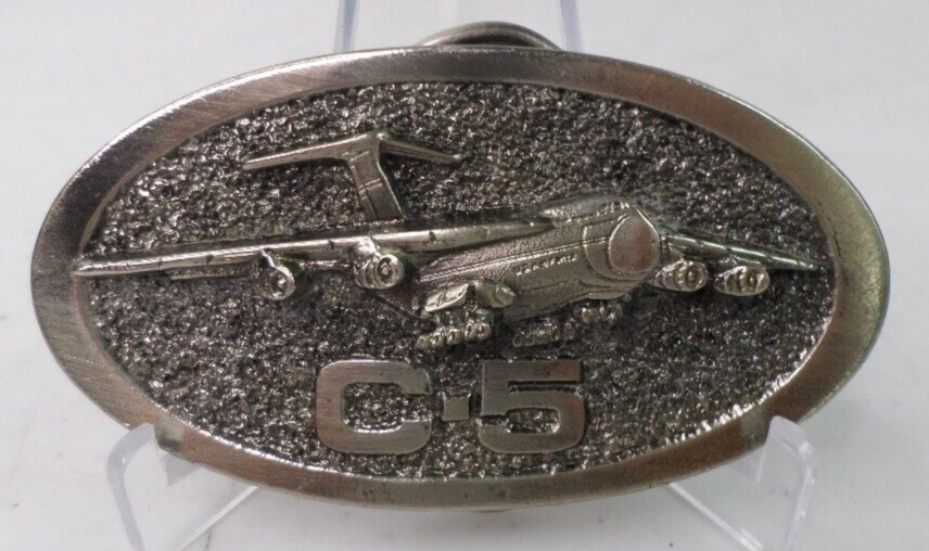 Vintage Solid Brass USAF C5 Galaxy Belt Buckle by K-Products Made in USA
