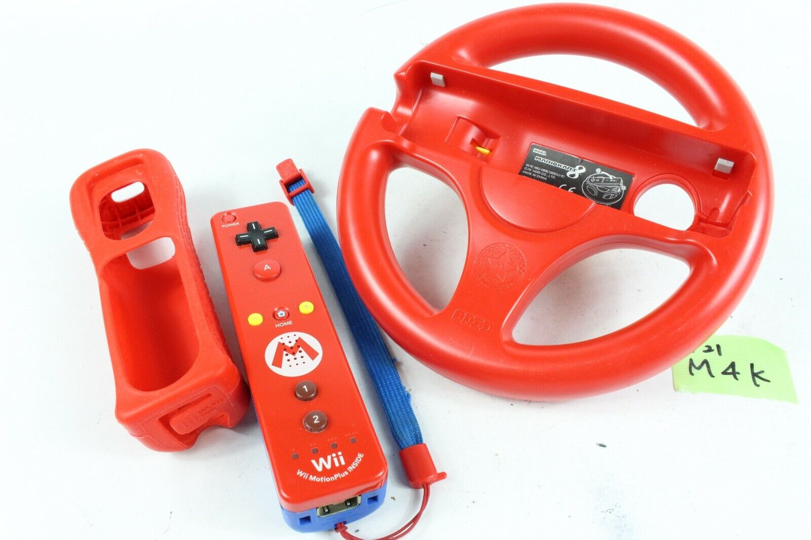 Stoffig haai uitlijning Nintendo Mario Kart Wii red Steering Wheel Controller Motion Plus Tested  working | eBay
