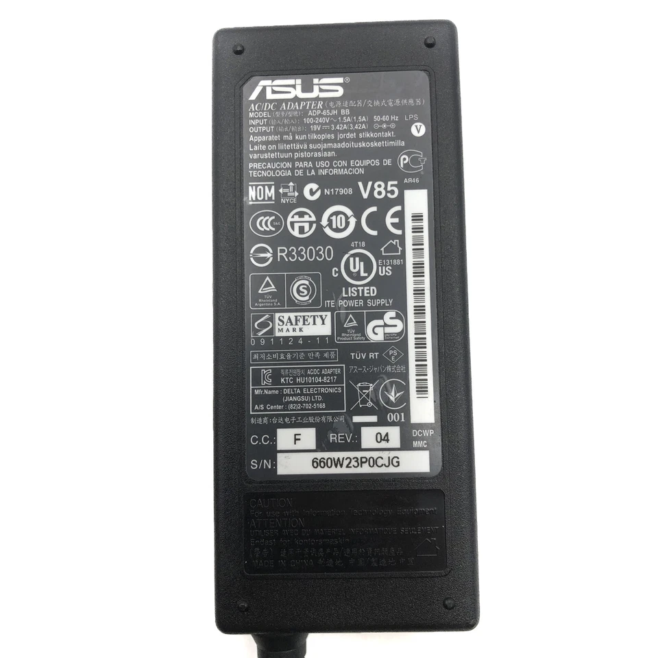 Genuine 65W Asus AC Adapter Model ADP-65JH BB 19V 3.42A 5.5x2.5mm Tip OEM - Image 2 of 4