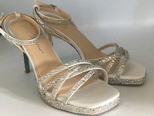 Betsey Johnson Women Silver 4" Stilettos 7 M Fabric Rhinestones Formal NEW