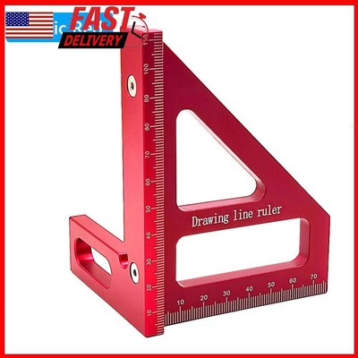 3D Multi-Angle Ruler Square Protractor DIY for Engineer Carpenter (Red Metric)