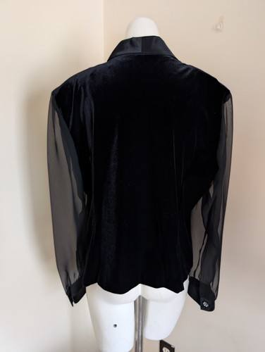Vintage Whimsygoth Velvet Blouse Womens XL Black Grunge Goth Witchy 80s 90s - Picture 5 of 15