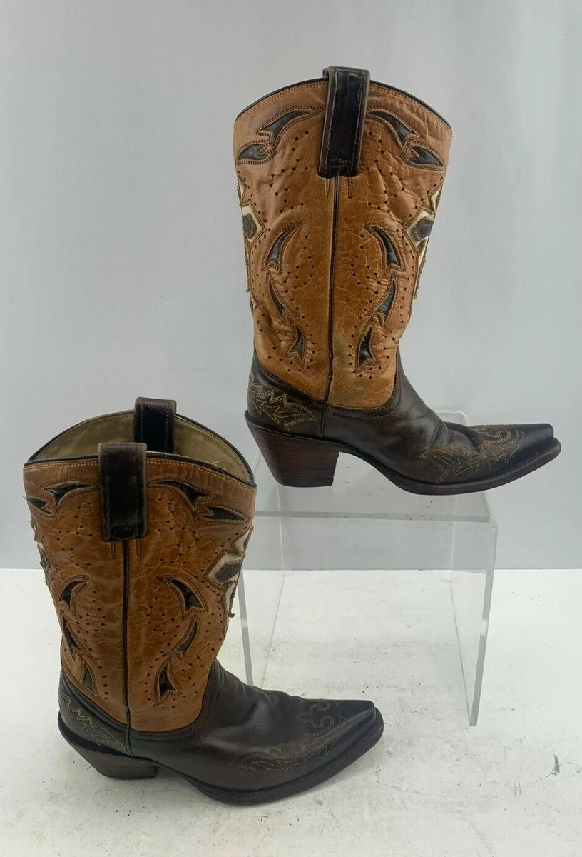 Ladies Corral Brown Leather Cross Snip Toe Western Cowgirl Boots