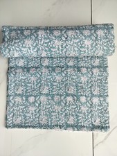 Indian handmade Cotton kantha Quilt hand Block Print King Size Bedspread Blanket