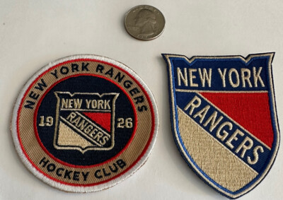 (2)-NEW YORK RANGERS VINTAGE STYLE EMBROIDERED IRON ON PATCHES BEAUTIFUL!