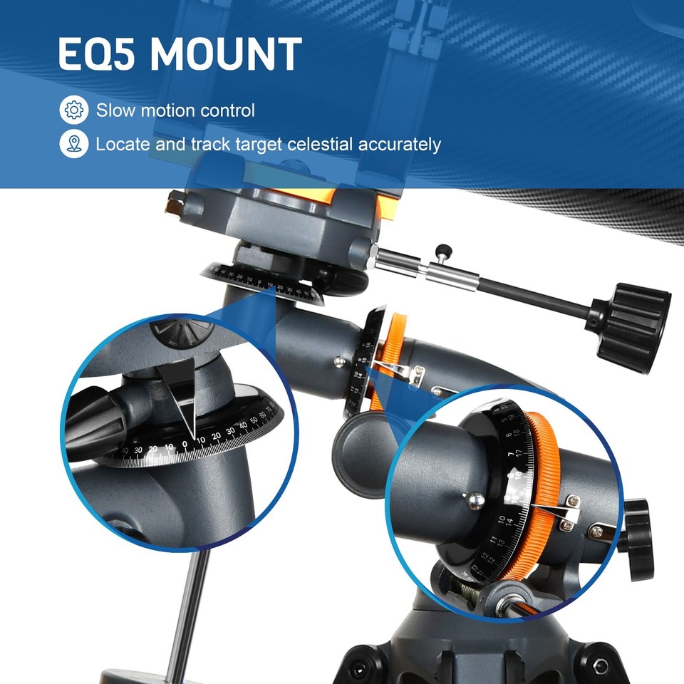 130EQ Astronomical Reflector Telescope w/ 2X Barlow Lens Phone Adapter