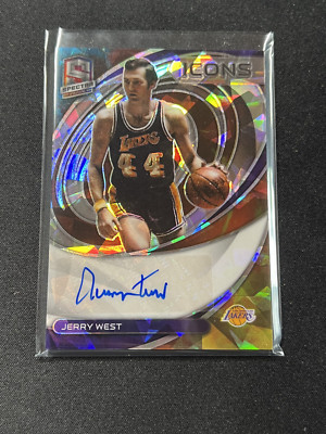 2021-22 Panini Spectra Jerry West Icons Cracked Ice Astral Prizm Auto /25 Lakers