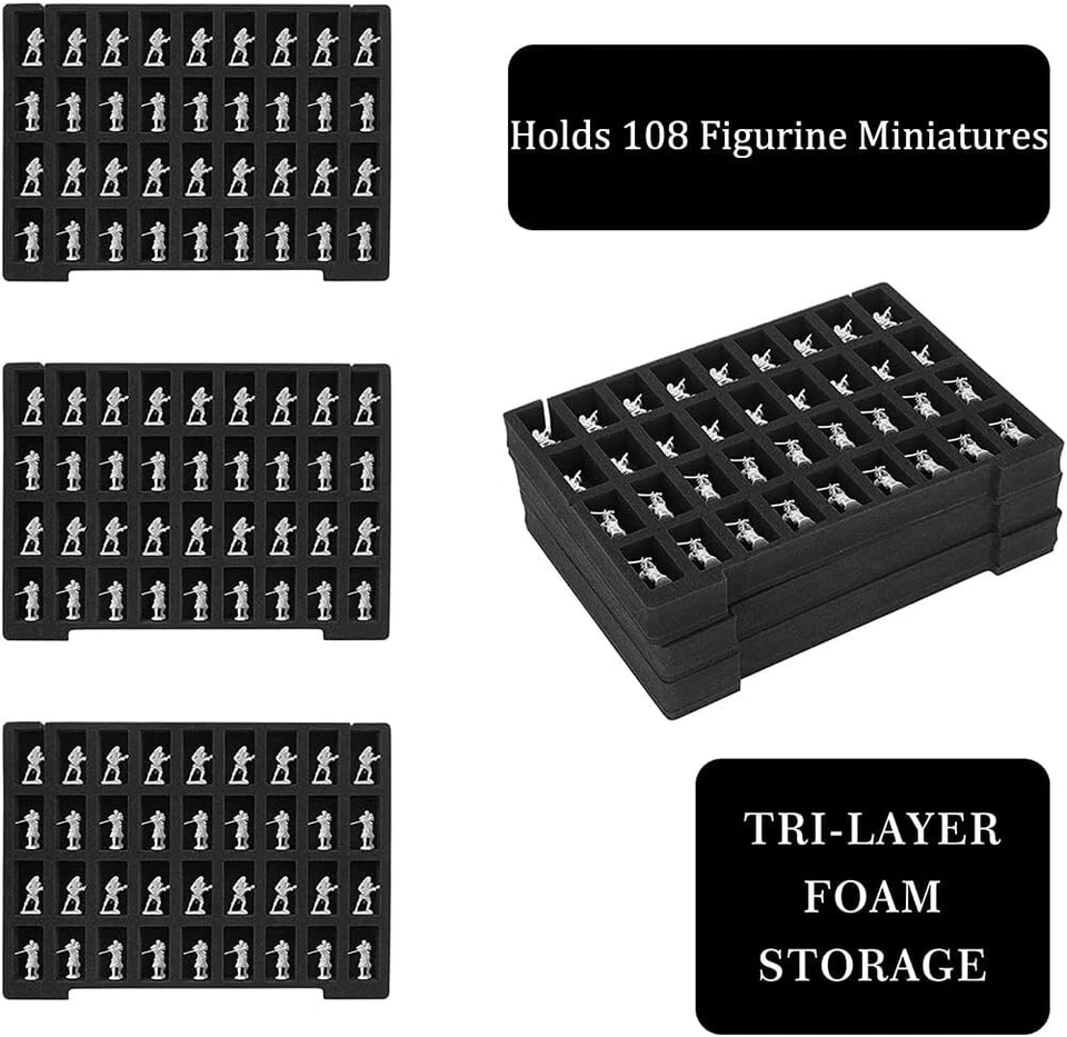 Miniature Storage Sturdy Carrying Figure Case 108 Slot for Warhammer  and D&D - Image 2 of 4