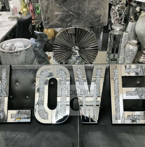 Love Letter Mirror And Crushed Crystal, Mirror Letters Wall Art