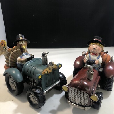 Delton Resin tractor turkey scarecrow 7.5 x 6.75 Halloween Autumn Fall Pumpkins