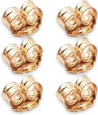 14K Gold Earring Backs - 6 Piece Set for Stud Earrings, Yellow Gold
