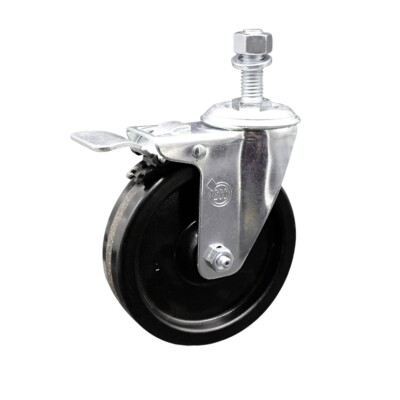 5 Inch Phenolic Swivel ½ Inch Threaded Stem Caster with Total Lock Brake SCC