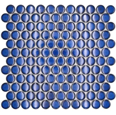 Keramik Mosaikfliesen Knopf Loop Penny Rund Uni Kobaltblau 10-0405GR_f|10 Matten