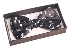 MUSICAL NOTES BLACK BOWTIE Music Musician Band Theme Nerd Clown Tie Tuxedo Funny