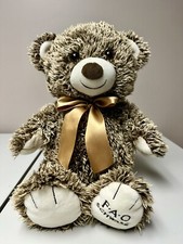 FAO Schwarz Plush Teddy Bear Stuffed Animal Frosted Brown Hair 18"