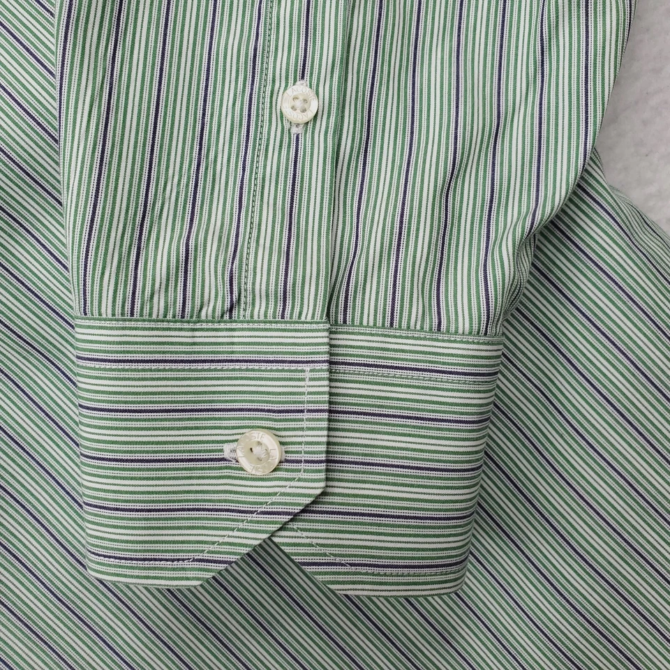 Camisa Lacoste Para Hombre 44 Verde Púrpura Rayas Ajuste Moderno Negocios Profesional Foto 4 de 4