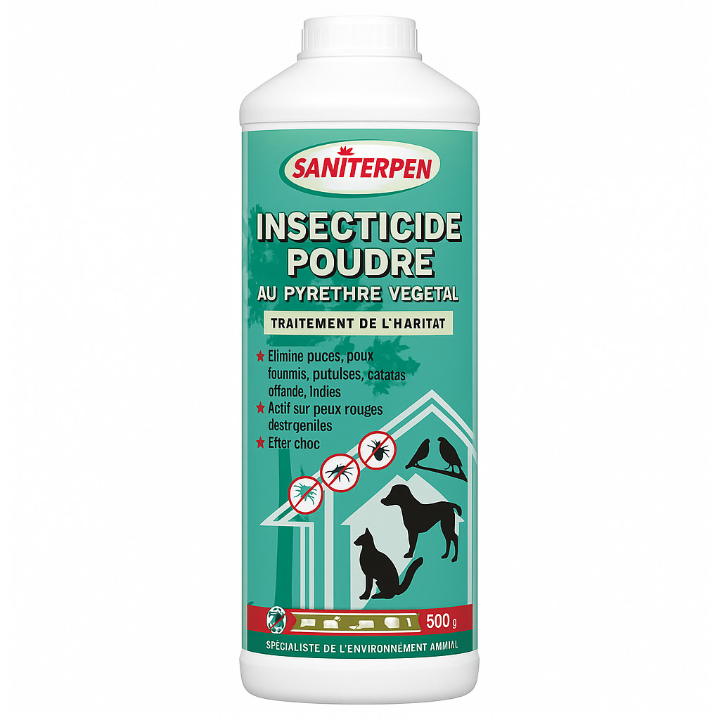 Insecticide naturel Saniterpen poudre au pyrèthre 500g à diffusion longue durée
